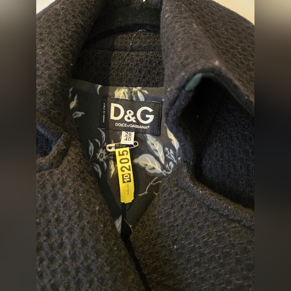 D&G Black Belted Coat with Satin/Velvet Trim Detail Size 40 - Picture 5 of 13